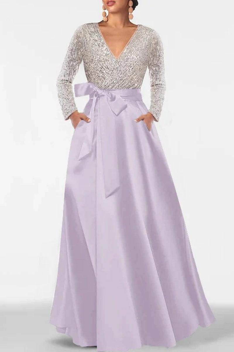 A Line V Neck Long Sleeves Sequins Mother Of The Bride Dresses CM0334 - COCOMELODY