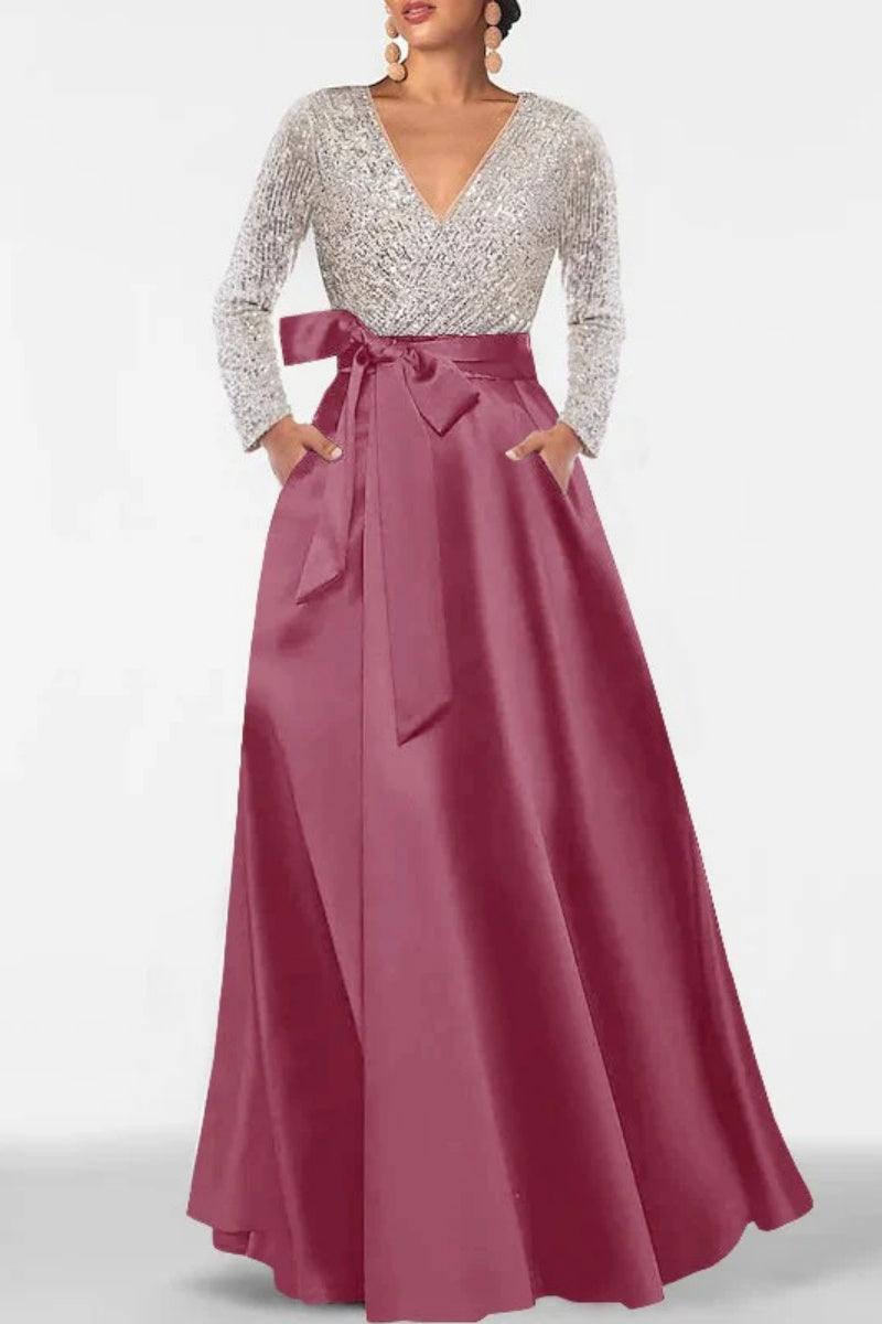 A Line V Neck Long Sleeves Sequins Mother Of The Bride Dresses CM0334 - COCOMELODY