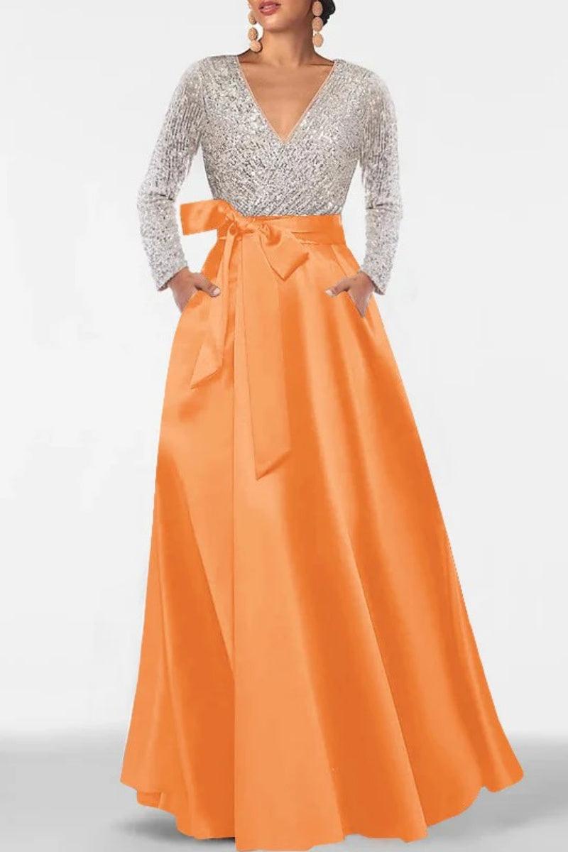A Line V Neck Long Sleeves Sequins Mother Of The Bride Dresses CM0334 - COCOMELODY