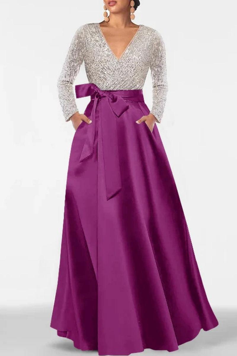 A Line V Neck Long Sleeves Sequins Mother Of The Bride Dresses CM0334 - COCOMELODY