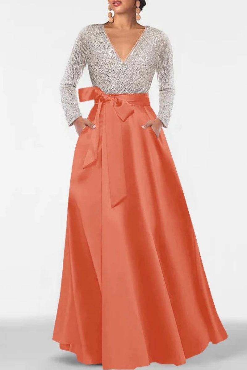 A Line V Neck Long Sleeves Sequins Mother Of The Bride Dresses CM0334 - COCOMELODY