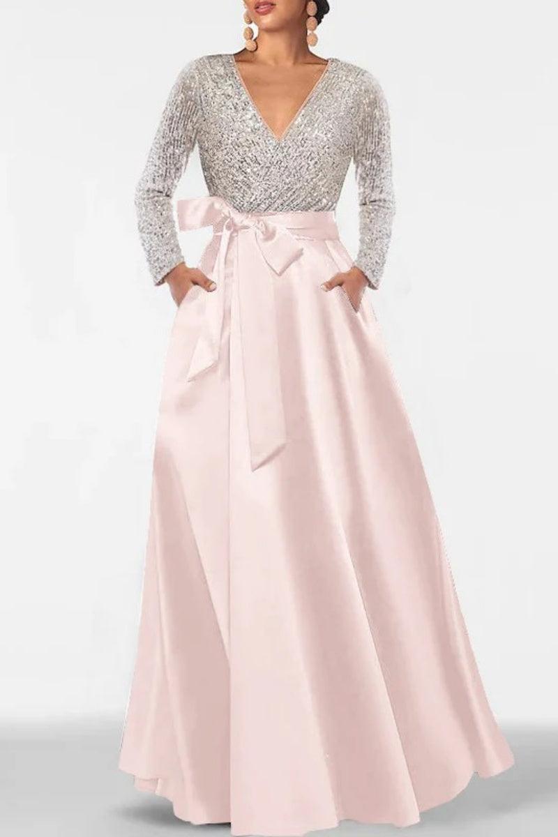 A Line V Neck Long Sleeves Sequins Mother Of The Bride Dresses CM0334 - COCOMELODY
