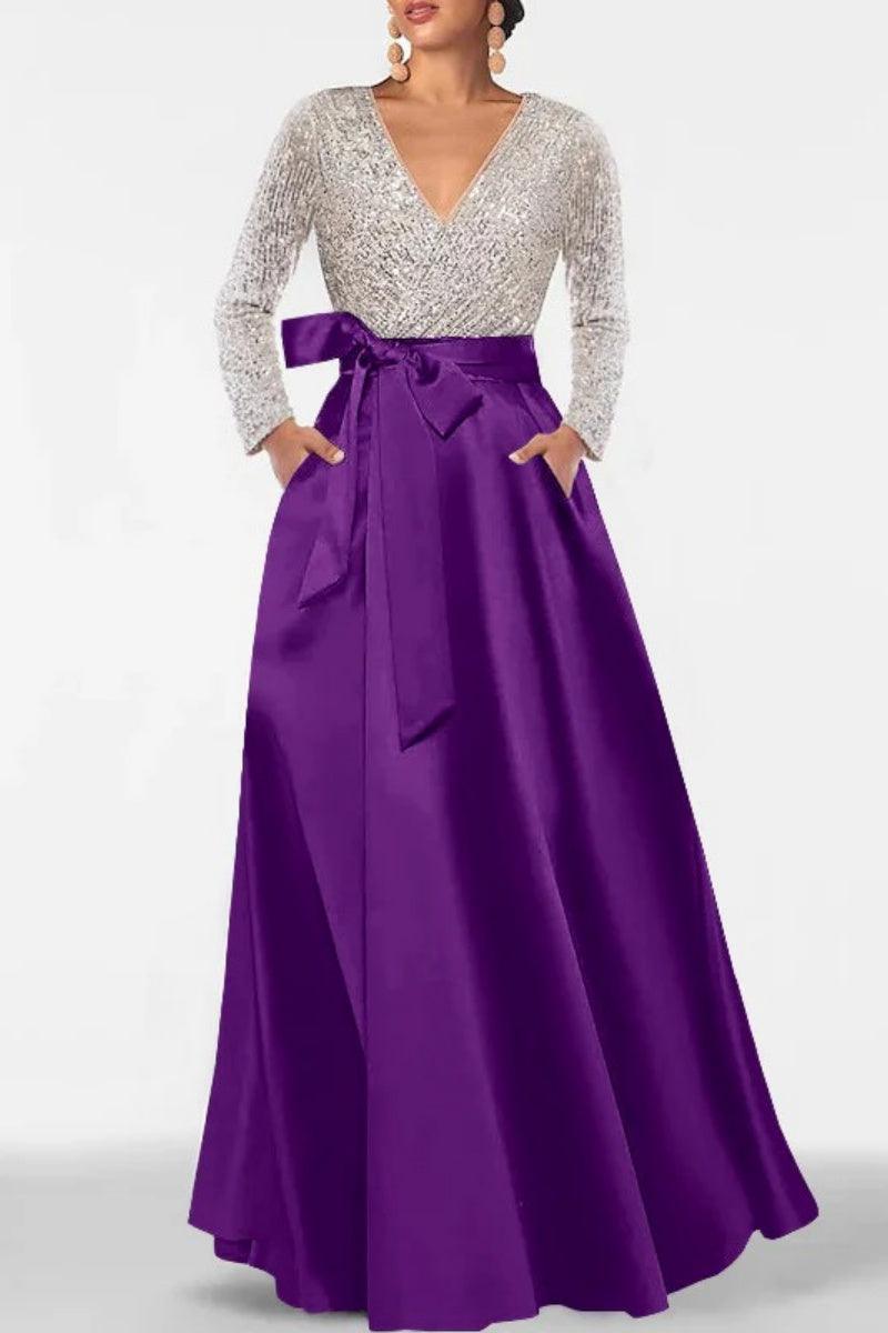 A Line V Neck Long Sleeves Sequins Mother Of The Bride Dresses CM0334 - COCOMELODY