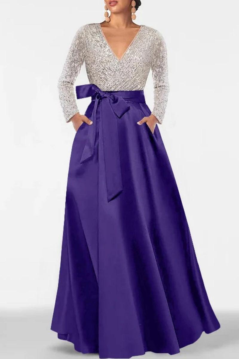 A Line V Neck Long Sleeves Sequins Mother Of The Bride Dresses CM0334