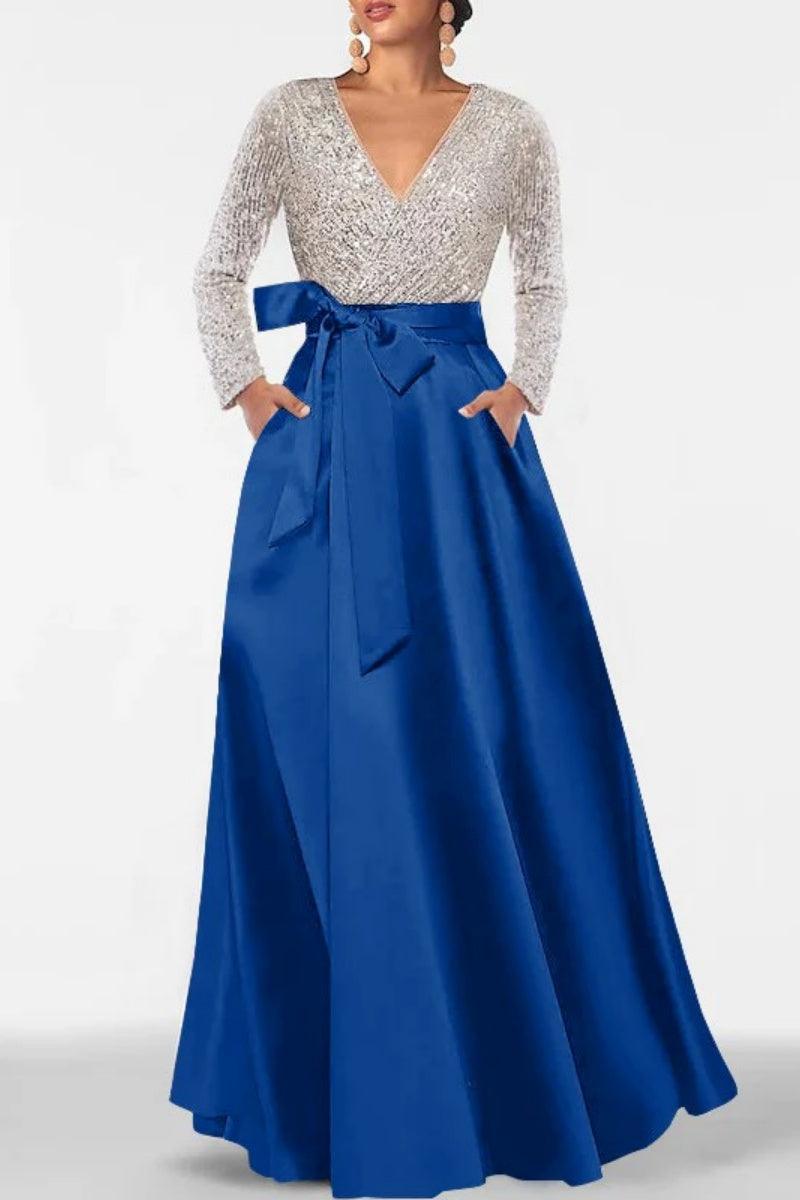 A Line V Neck Long Sleeves Sequins Mother Of The Bride Dresses CM0334 - COCOMELODY