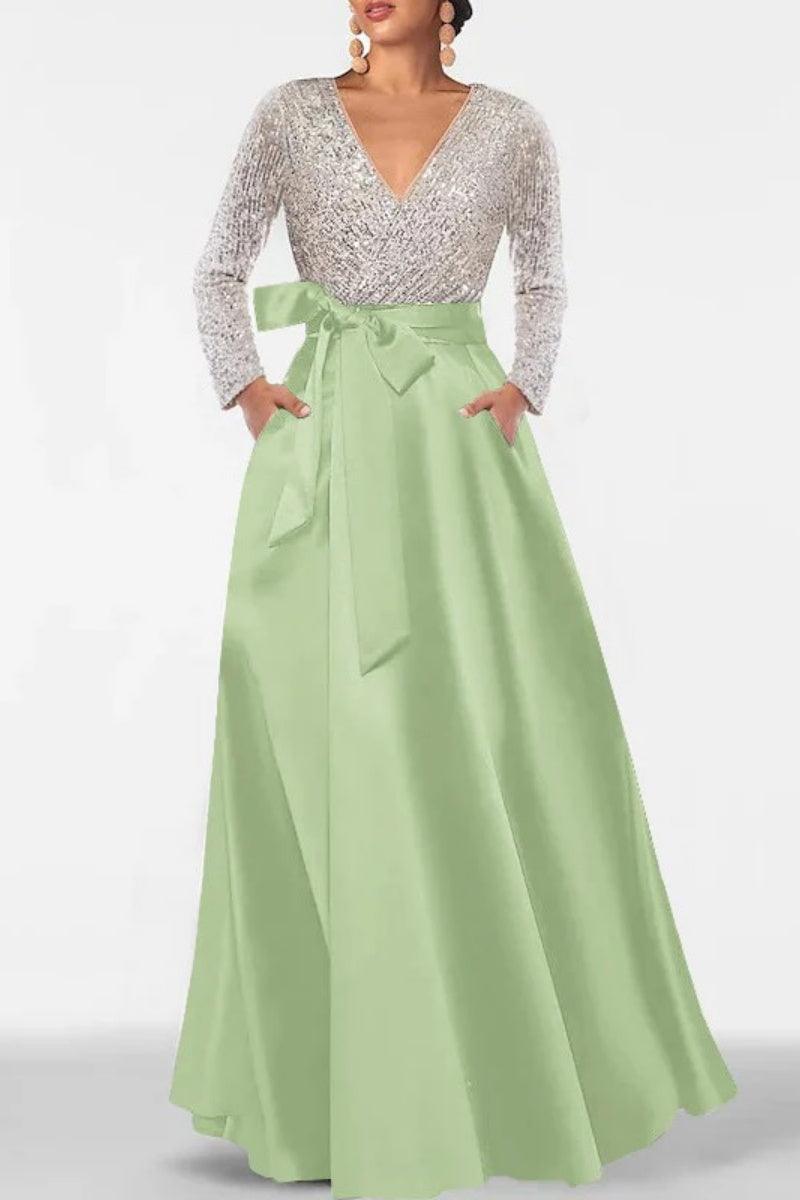A Line V Neck Long Sleeves Sequins Mother Of The Bride Dresses CM0334 - COCOMELODY