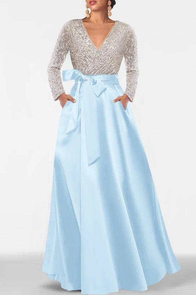 A Line V Neck Long Sleeves Sequins Mother Of The Bride Dresses CM0334 - COCOMELODY