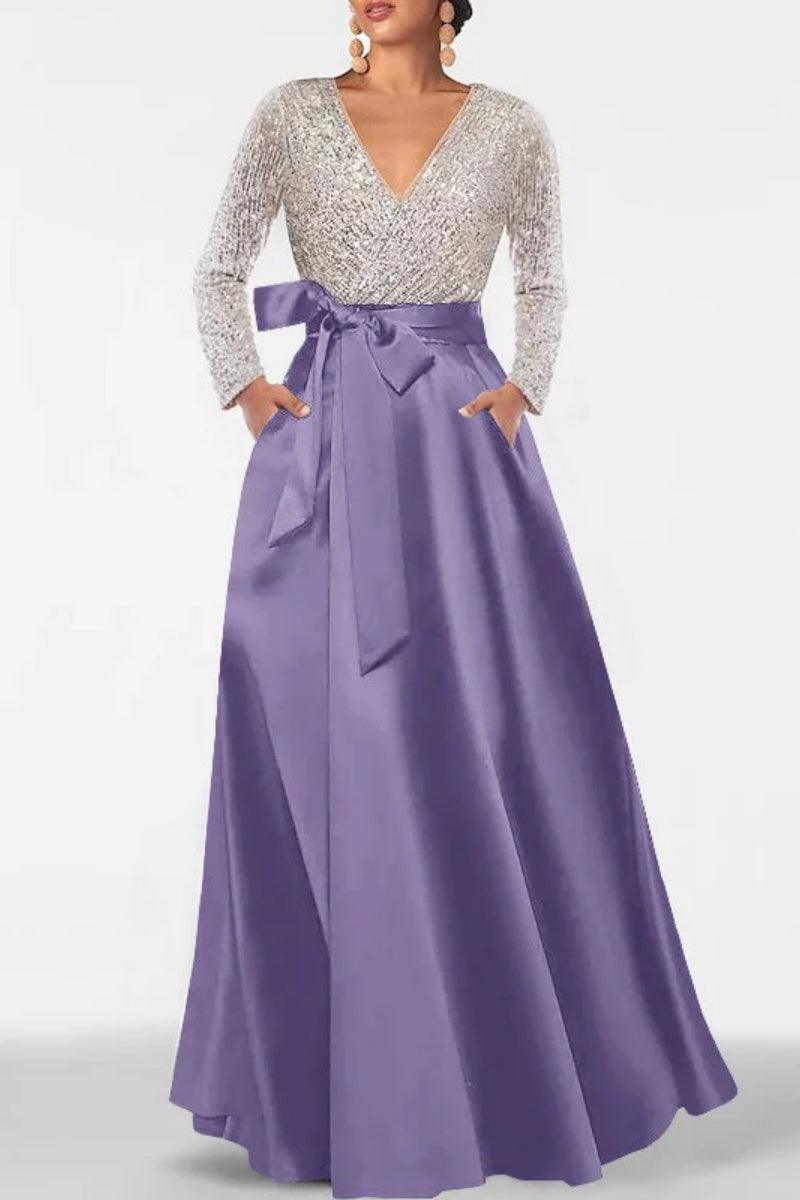 A Line V Neck Long Sleeves Sequins Mother Of The Bride Dresses CM0334 - COCOMELODY