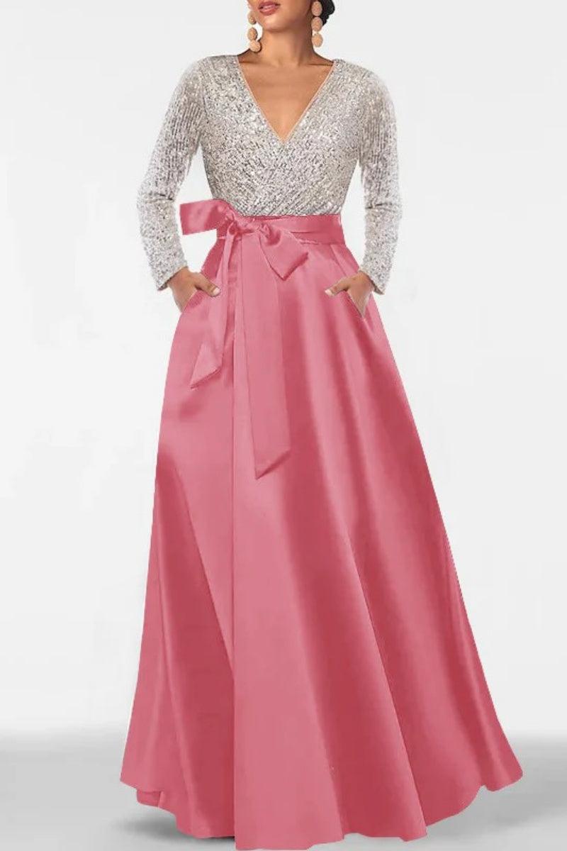 A Line V Neck Long Sleeves Sequins Mother Of The Bride Dresses CM0334 - COCOMELODY