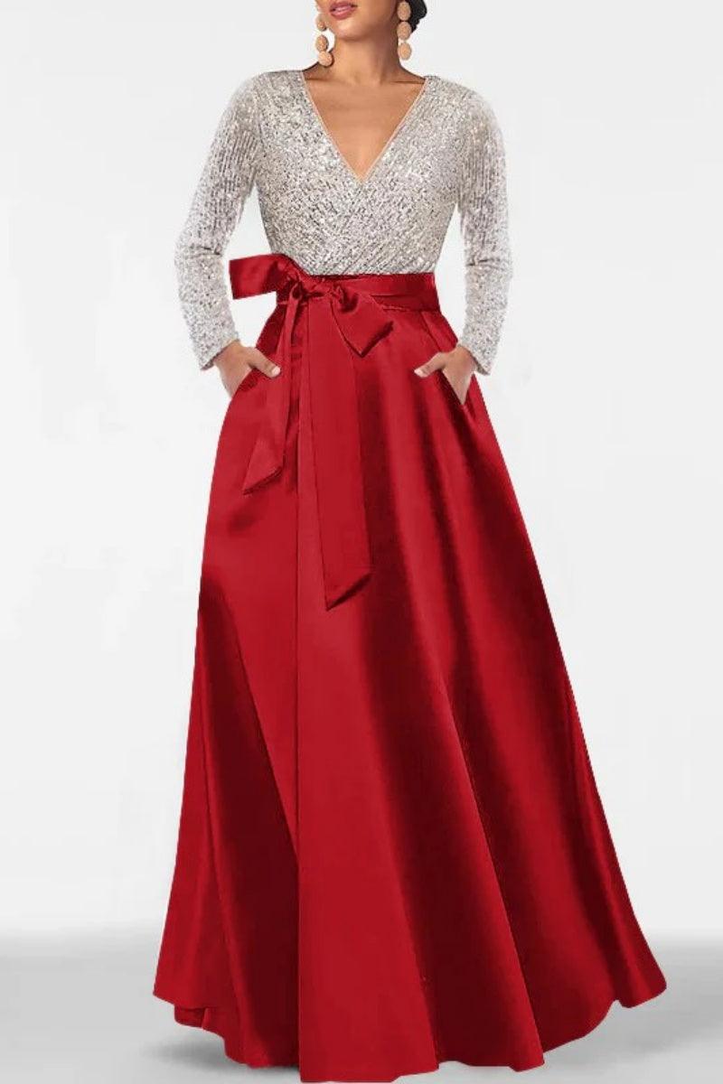 A Line V Neck Long Sleeves Sequins Mother Of The Bride Dresses CM0334 - COCOMELODY