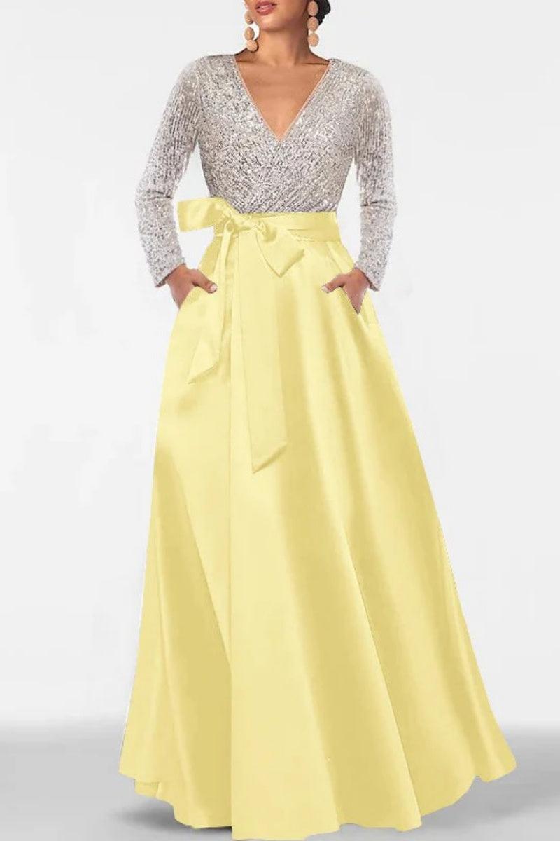 A Line V Neck Long Sleeves Sequins Mother Of The Bride Dresses CM0334 - COCOMELODY