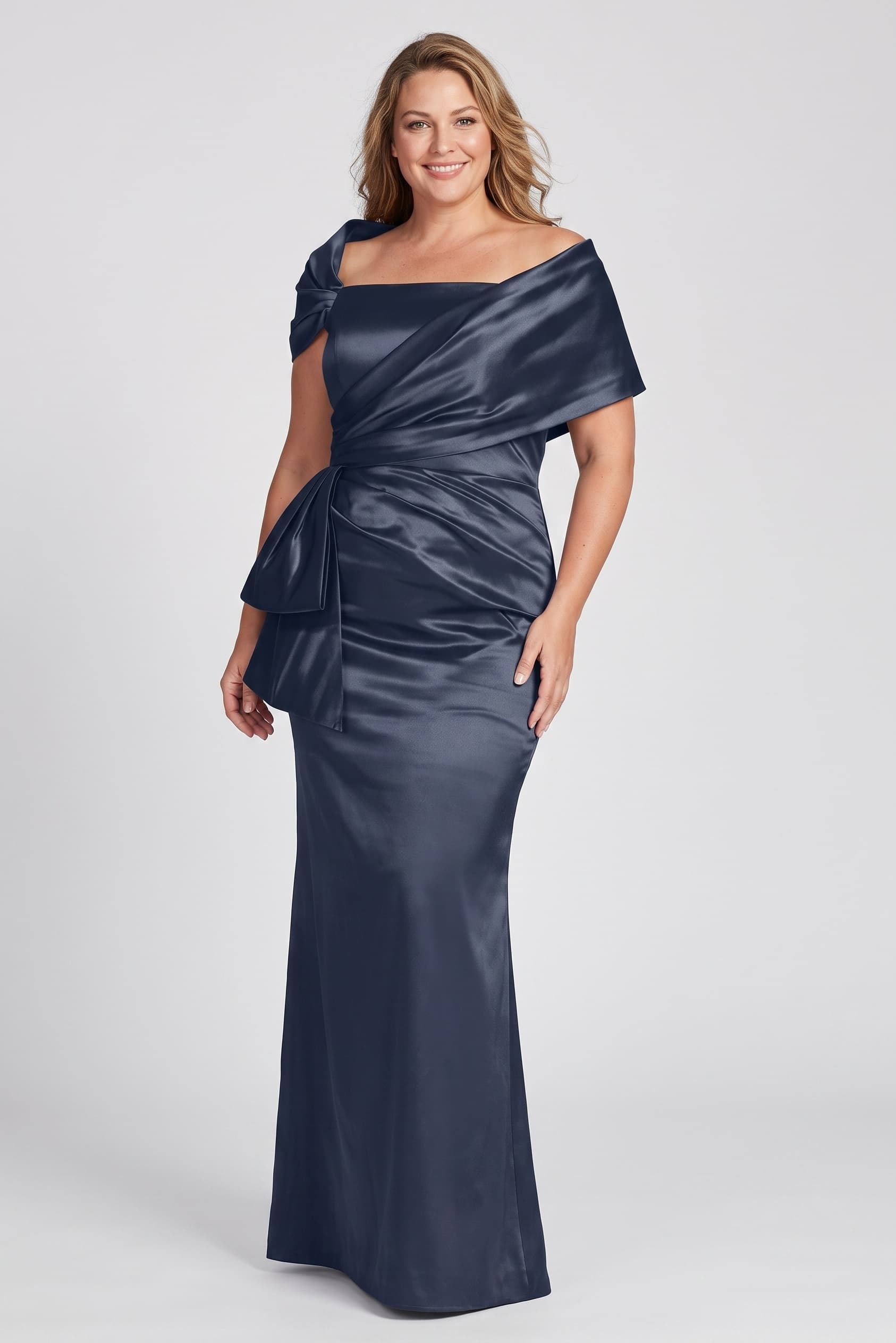 Off The Shoulder Floor Length Mother Of The Bride Dresses CM0336 - M-Dark Navy - COCOMELODY