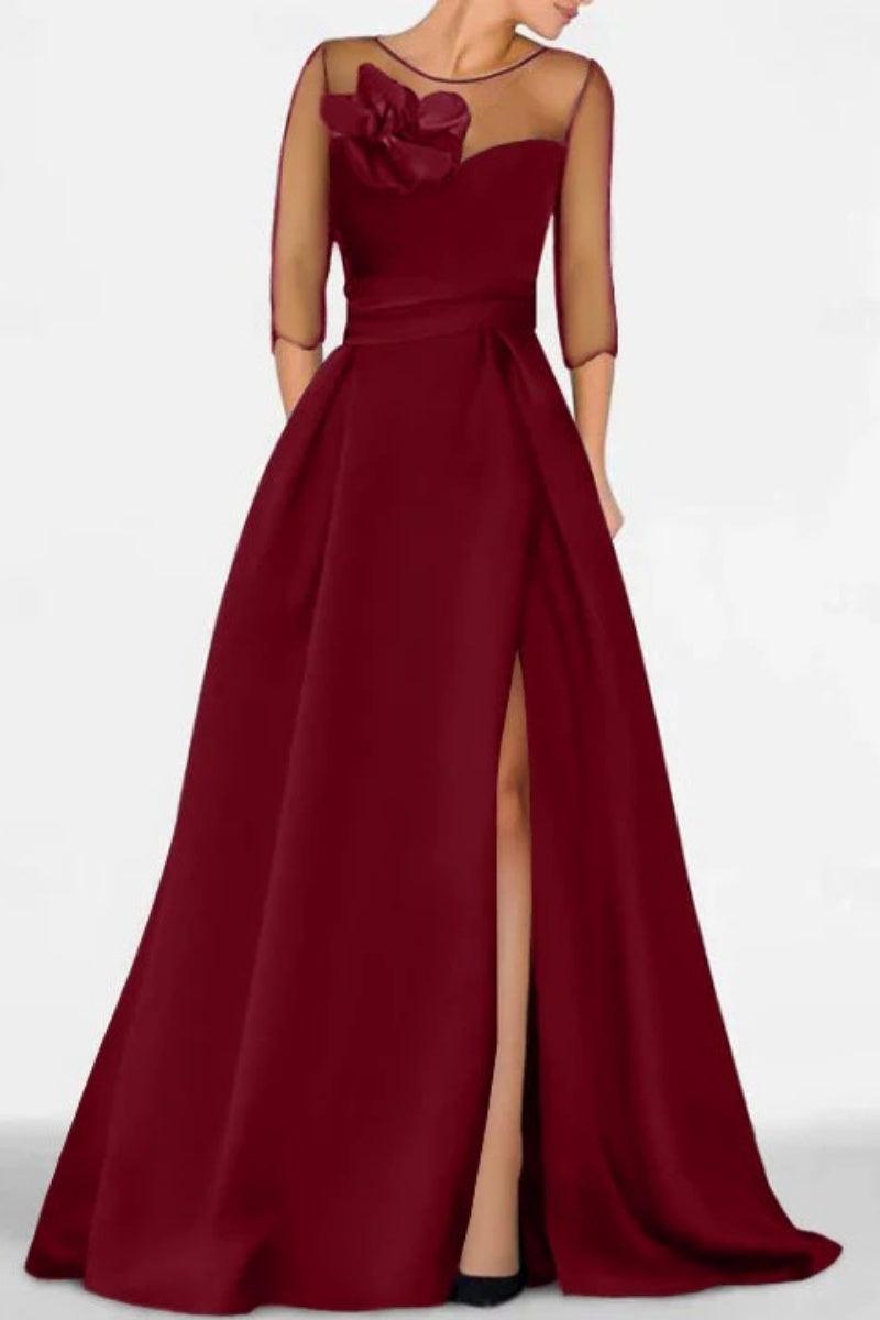 A Line Sweetheart 3/4 Sleeves High Split Mother Dresses CM0338 - COCOMELODY