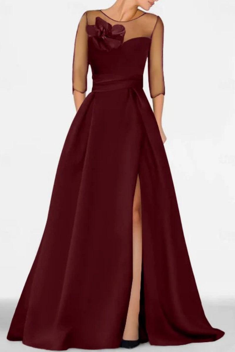 A Line Sweetheart 3/4 Sleeves High Split Mother Dresses CM0338 - COCOMELODY