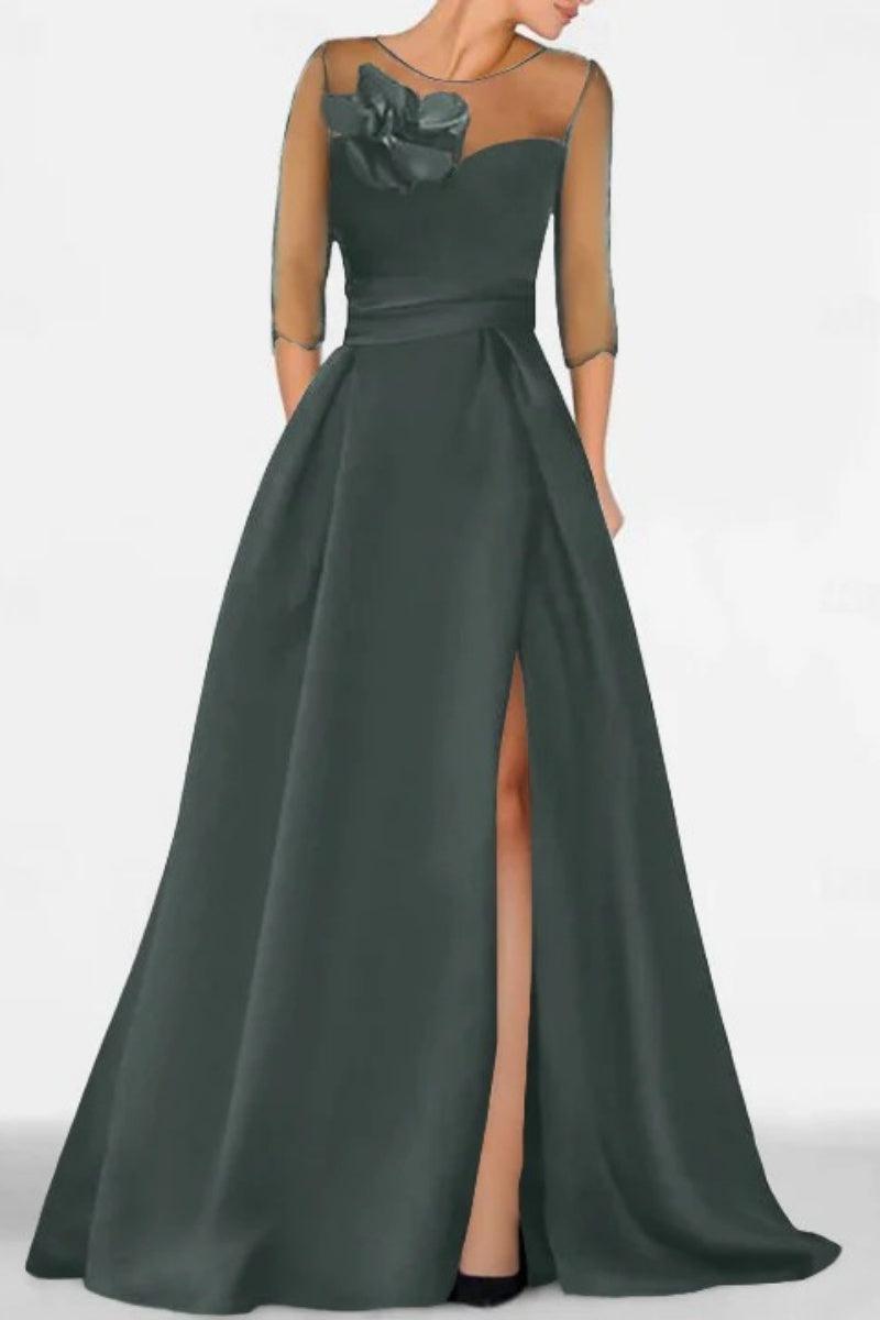 A Line Sweetheart 3/4 Sleeves High Split Mother Dresses CM0338 - COCOMELODY