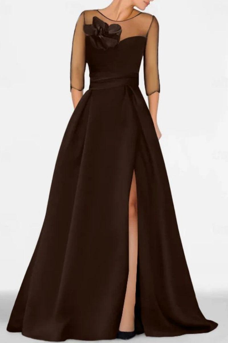 A Line Sweetheart 3/4 Sleeves High Split Mother Dresses CM0338 - COCOMELODY