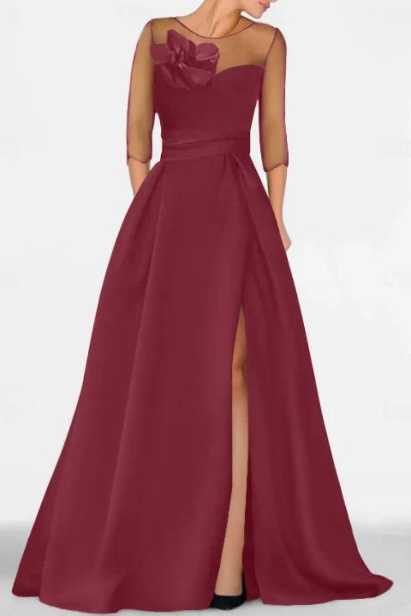 A Line Sweetheart 3/4 Sleeves High Split Mother Dresses CM0338 - COCOMELODY