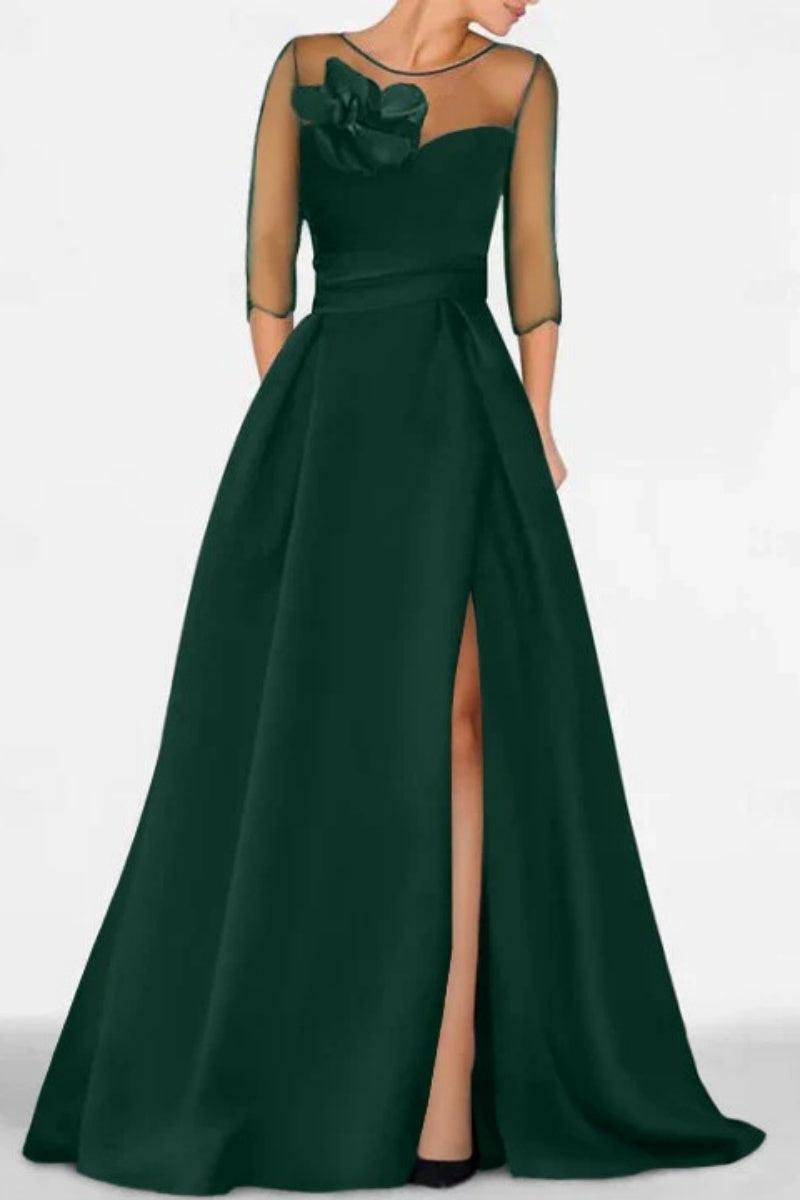 A Line Sweetheart 3/4 Sleeves High Split Mother Dresses CM0338 - COCOMELODY