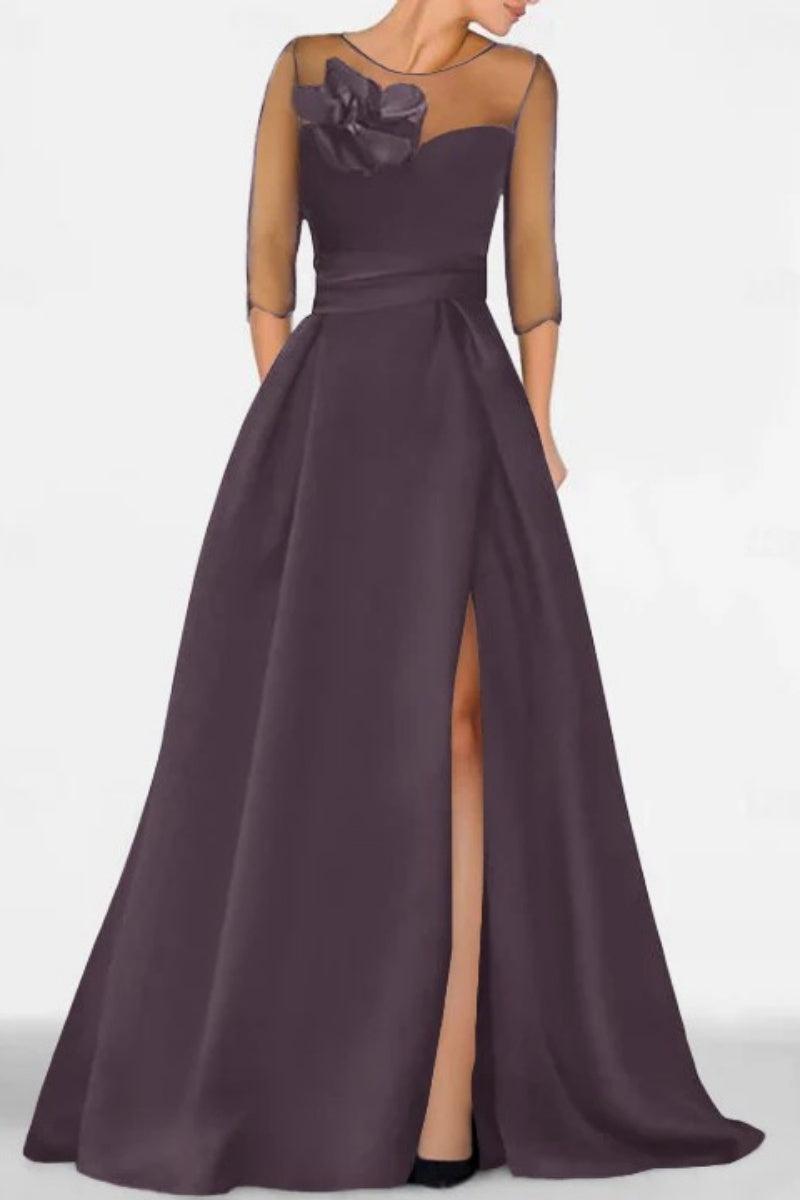 A Line Sweetheart 3/4 Sleeves High Split Mother Dresses CM0338 - COCOMELODY
