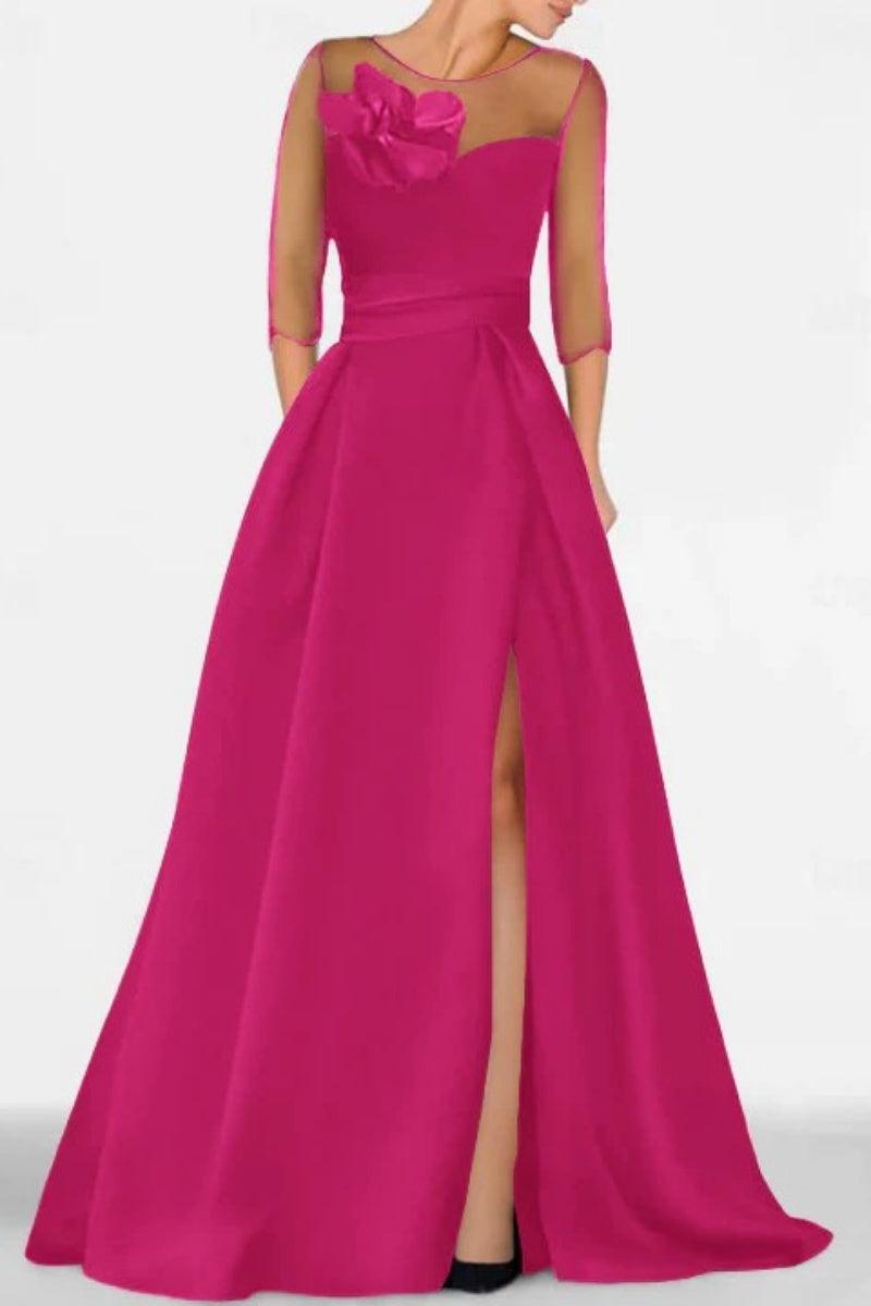 A Line Sweetheart 3/4 Sleeves High Split Mother Dresses CM0338 - COCOMELODY