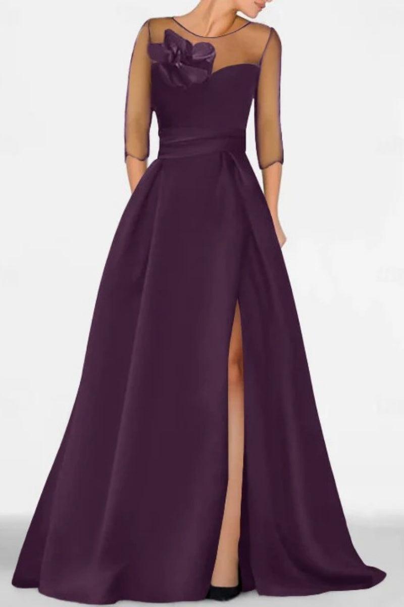 A Line Sweetheart 3/4 Sleeves High Split Mother Dresses CM0338 - COCOMELODY