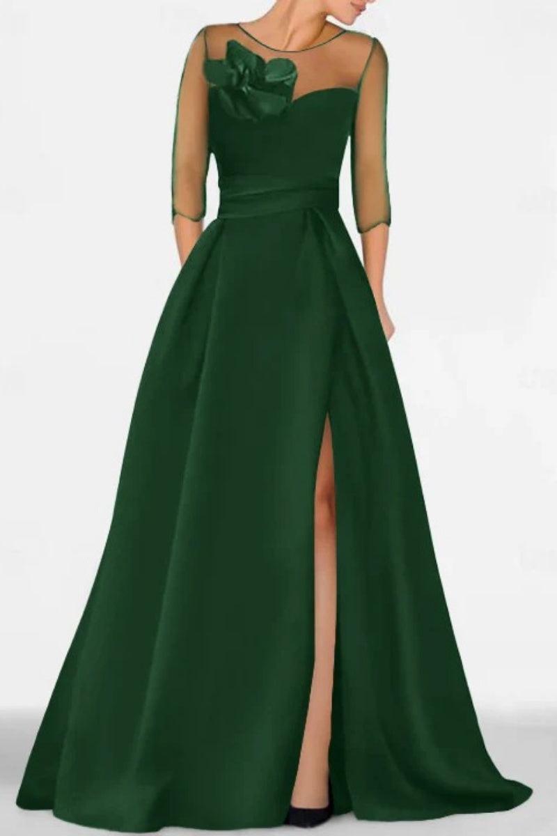 A Line Sweetheart 3/4 Sleeves High Split Mother Dresses CM0338 - COCOMELODY
