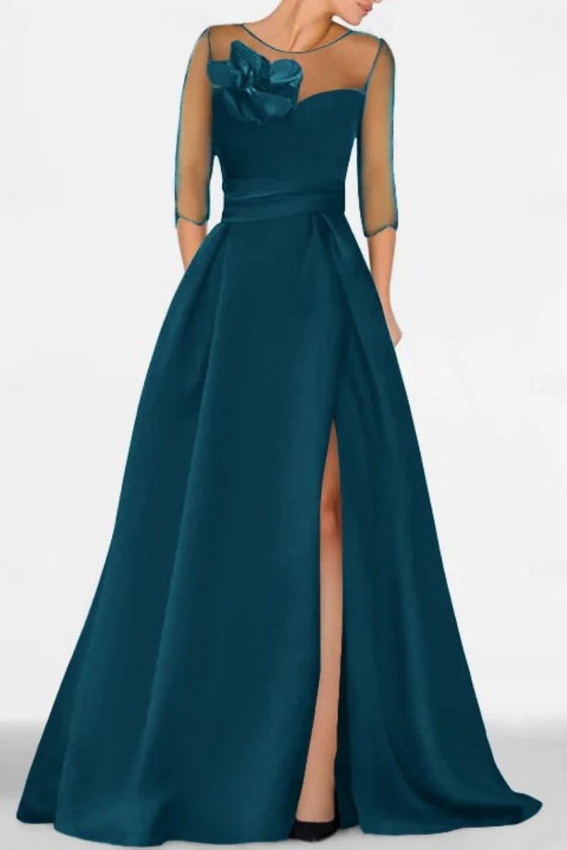 A Line Sweetheart 3/4 Sleeves High Split Mother Dresses CM0338 - COCOMELODY