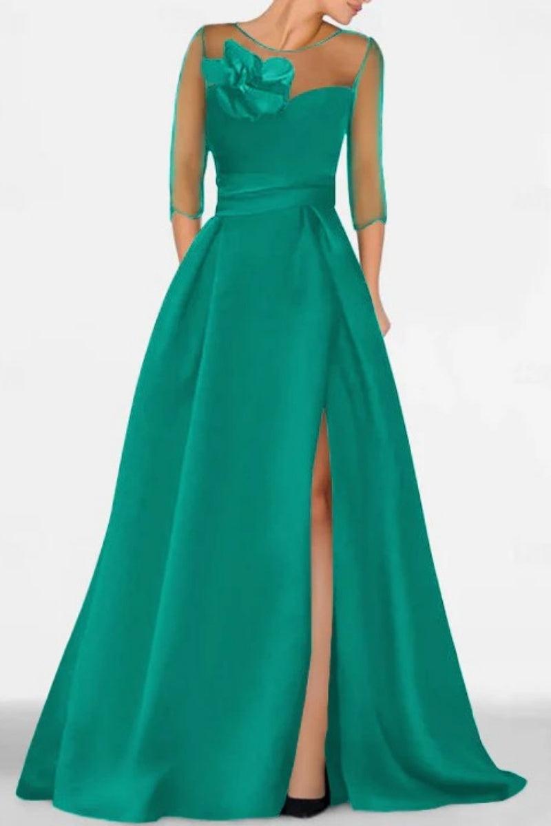 A Line Sweetheart 3/4 Sleeves High Split Mother Dresses CM0338 - COCOMELODY