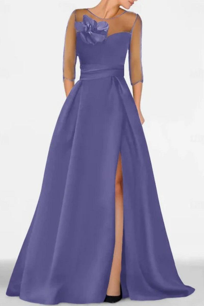 A Line Sweetheart 3/4 Sleeves High Split Mother Dresses CM0338 - COCOMELODY