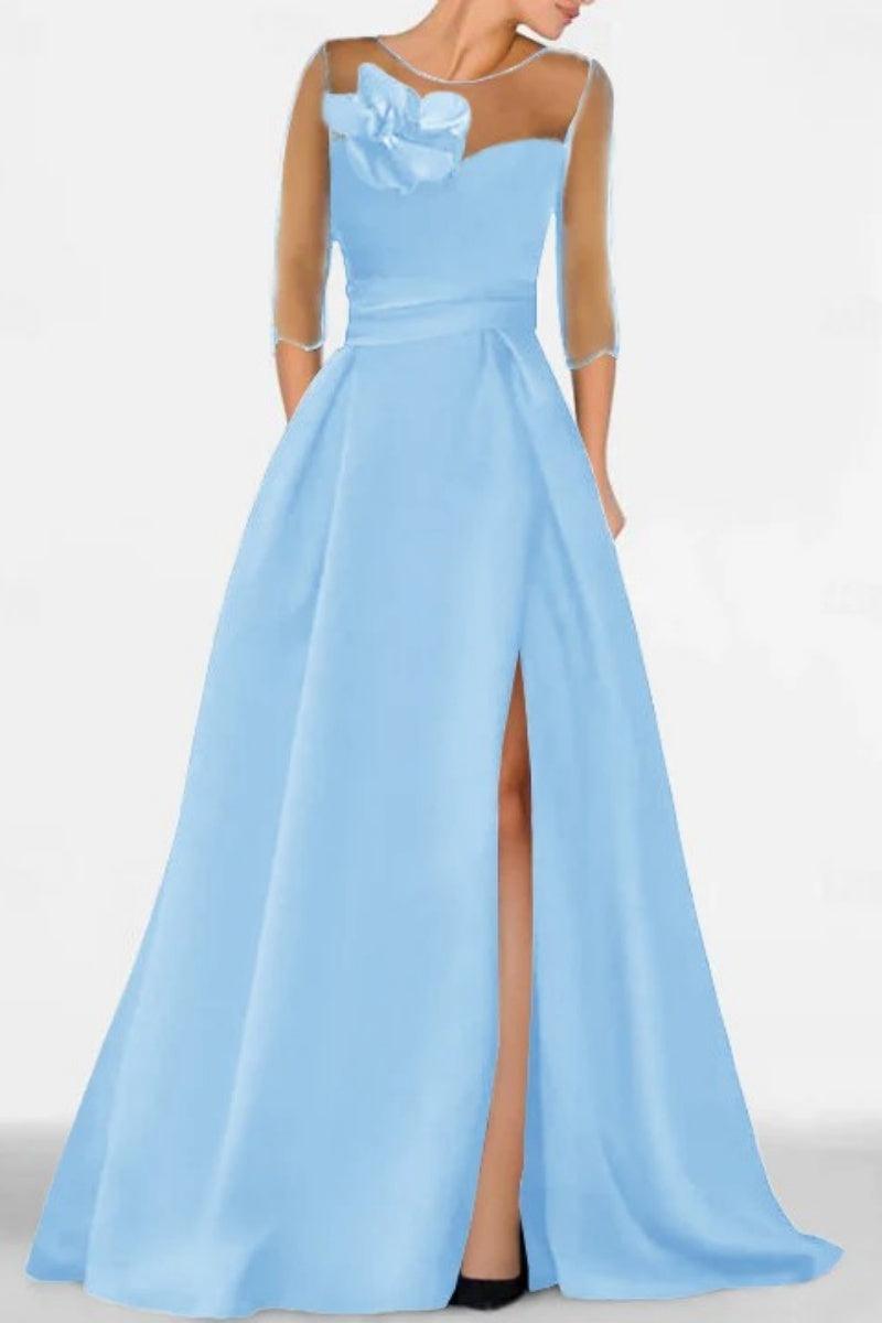 A Line Sweetheart 3/4 Sleeves High Split Mother Dresses CM0338 - COCOMELODY