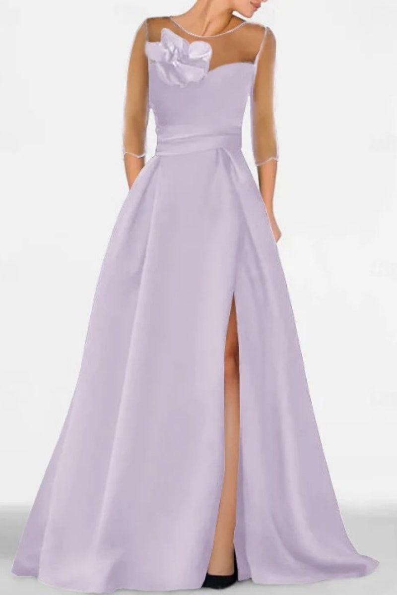 A Line Sweetheart 3/4 Sleeves High Split Mother Dresses CM0338 - COCOMELODY