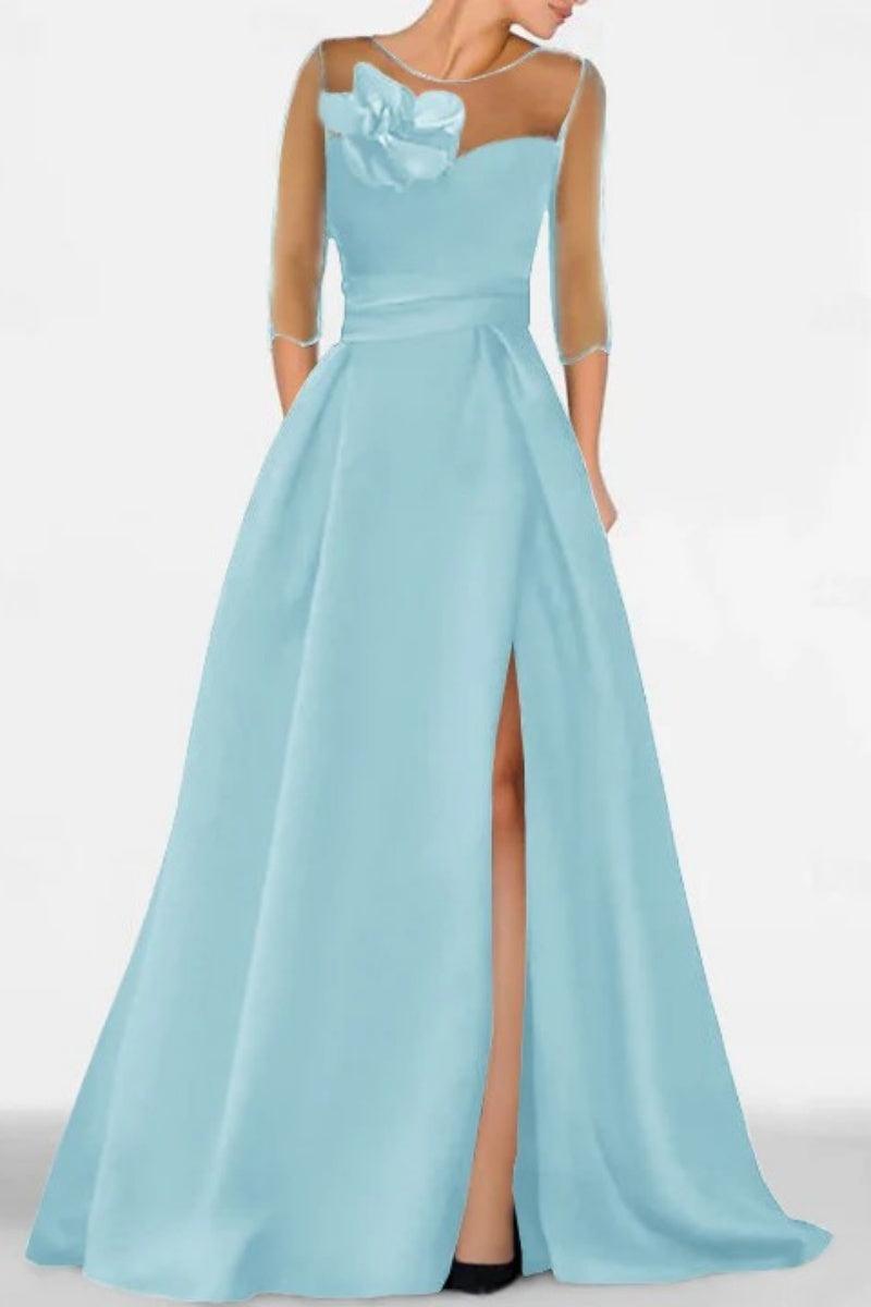 A Line Sweetheart 3/4 Sleeves High Split Mother Dresses CM0338 - COCOMELODY