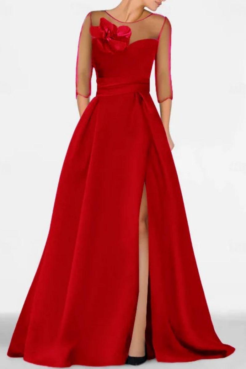 A Line Sweetheart 3/4 Sleeves High Split Mother Dresses CM0338 - COCOMELODY