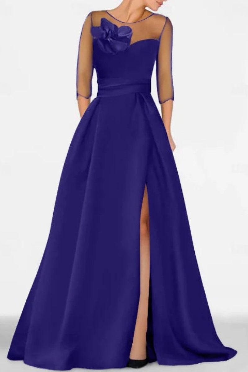 A Line Sweetheart 3/4 Sleeves High Split Mother Dresses CM0338 - COCOMELODY