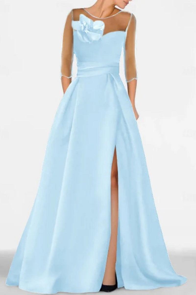 A Line Sweetheart 3/4 Sleeves High Split Mother Dresses CM0338 - COCOMELODY