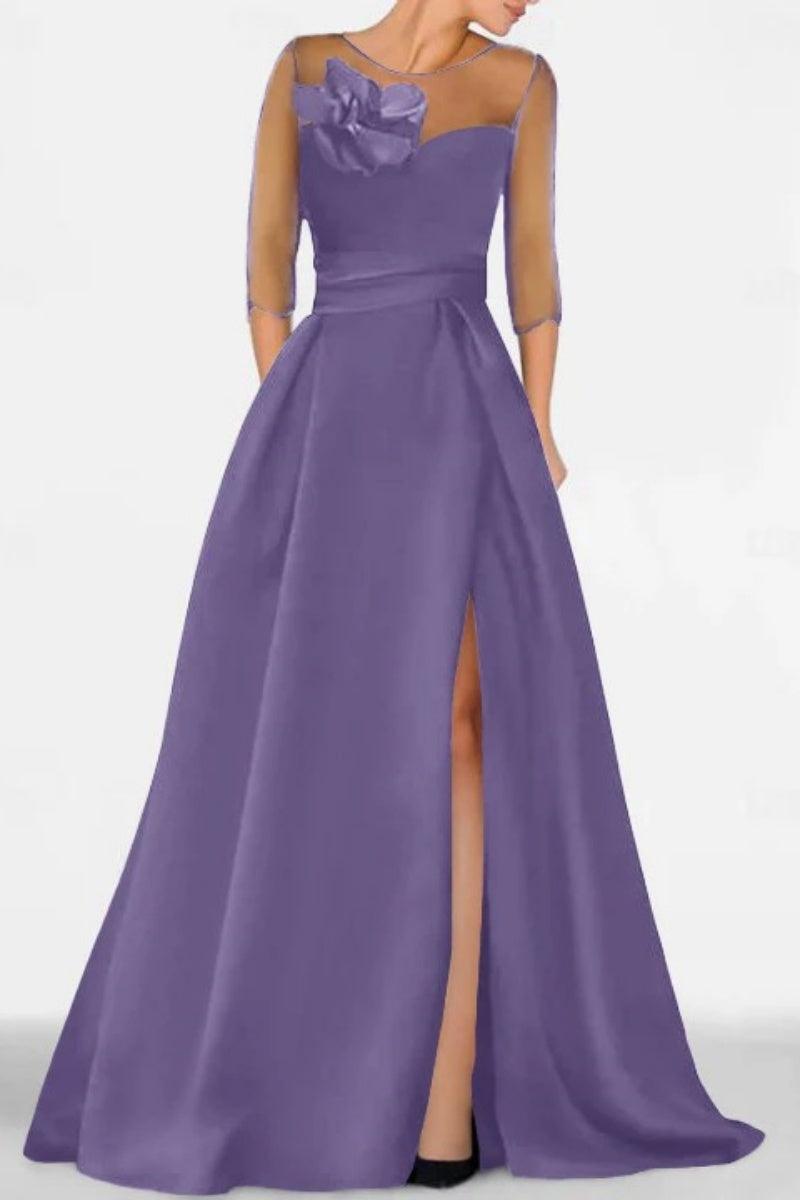 A Line Sweetheart 3/4 Sleeves High Split Mother Dresses CM0338 - COCOMELODY