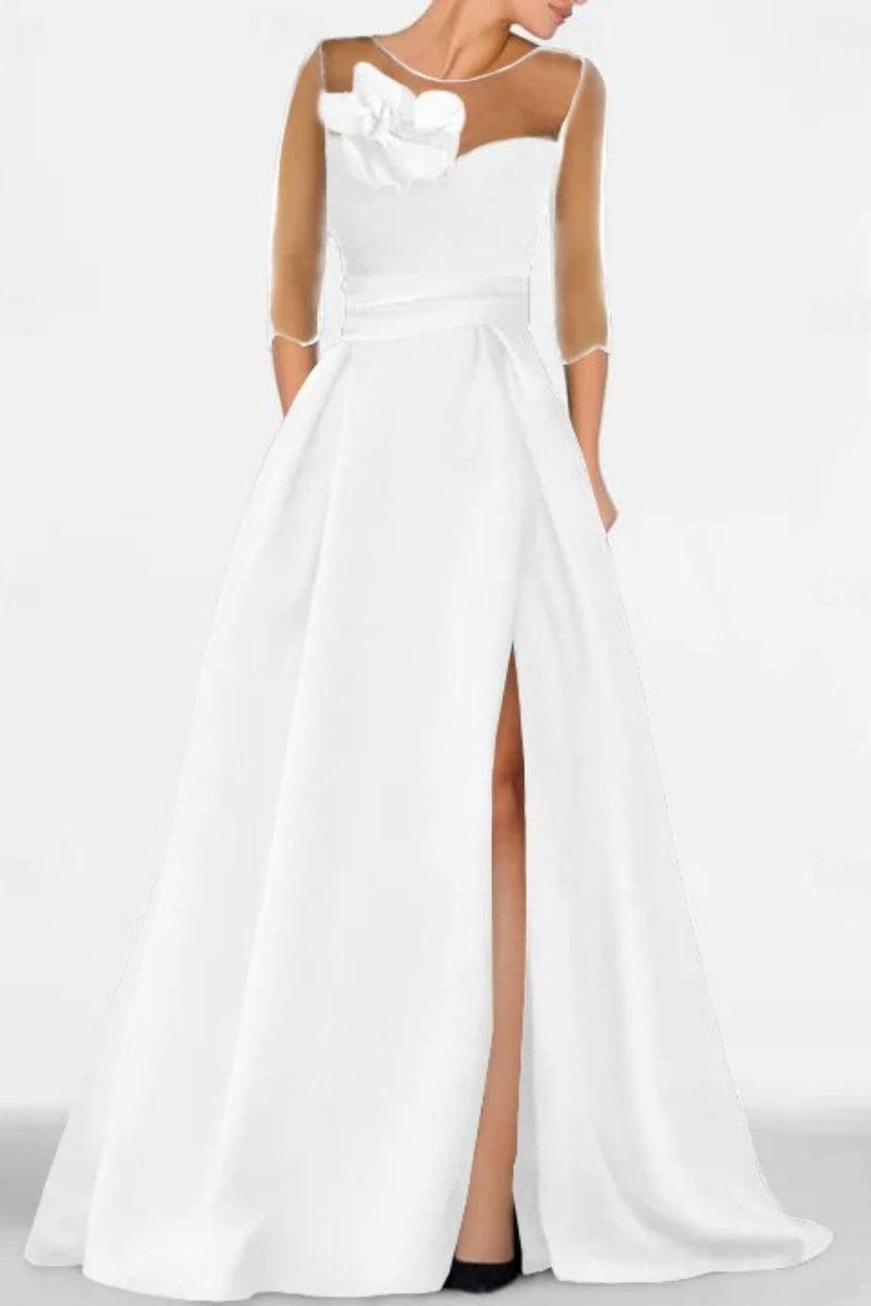 A Line Sweetheart 3/4 Sleeves High Split Mother Dresses CM0338 - COCOMELODY