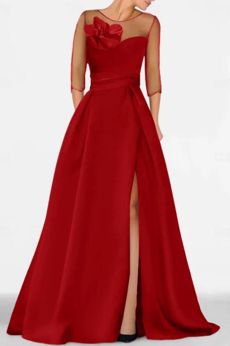 A Line Sweetheart 3/4 Sleeves High Split Mother Dresses CM0338 - COCOMELODY