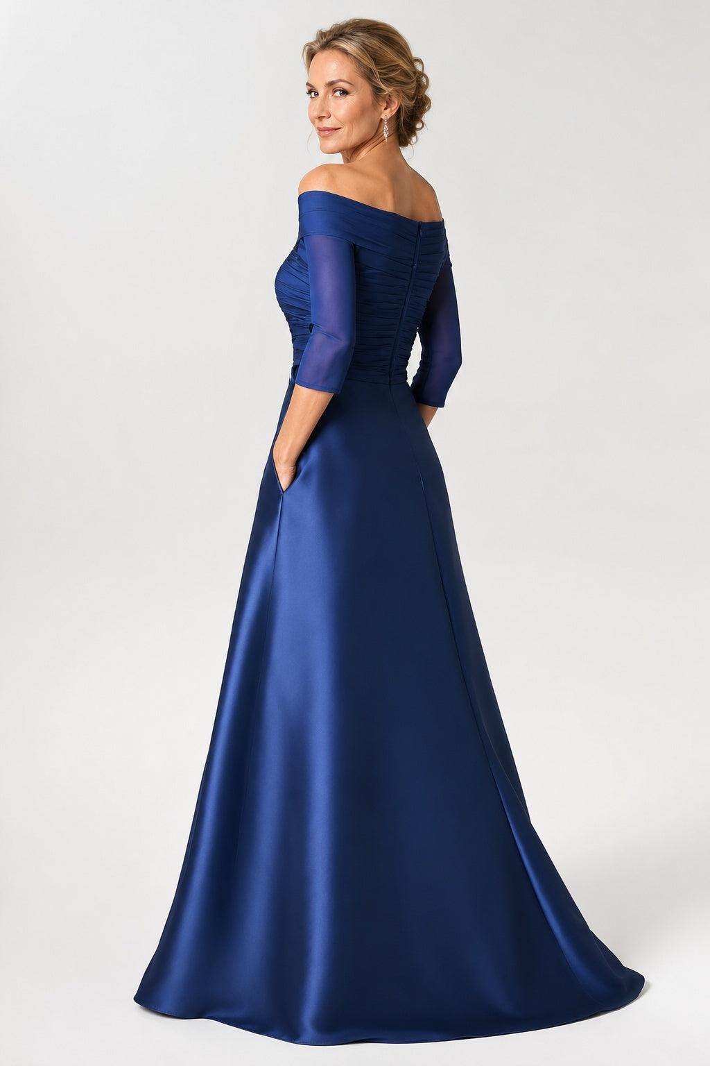 A Line Off The Shoulder Short Sleeves Applique Mother Dresses CM0339