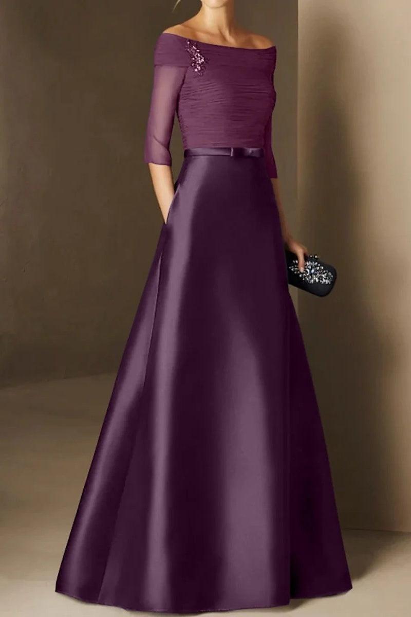 A Line Off The Shoulder Short Sleeves Applique Mother Dresses CM0339