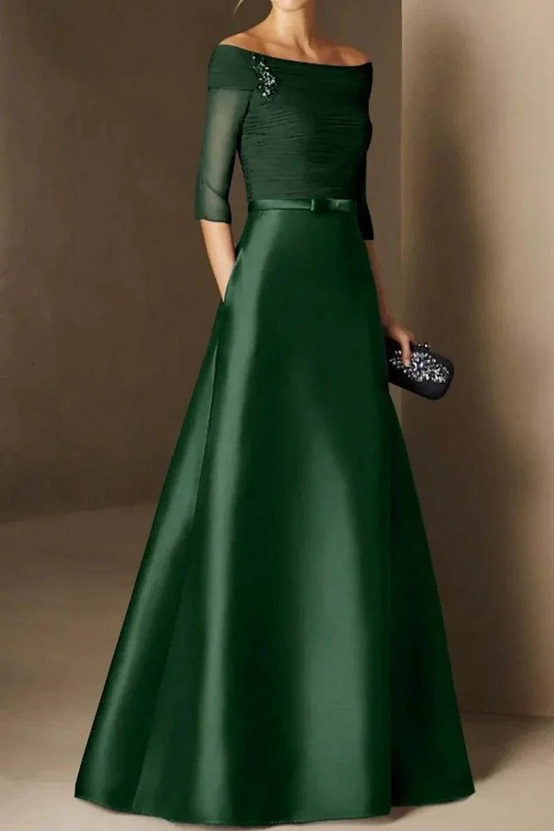 A-Line Floor Length Satin Mother of the Bride Dresses COCOMELODY CM0339CR A-Line Floor Length Satin Mother of the Bride Dresses COCOMELODY CM0339CR