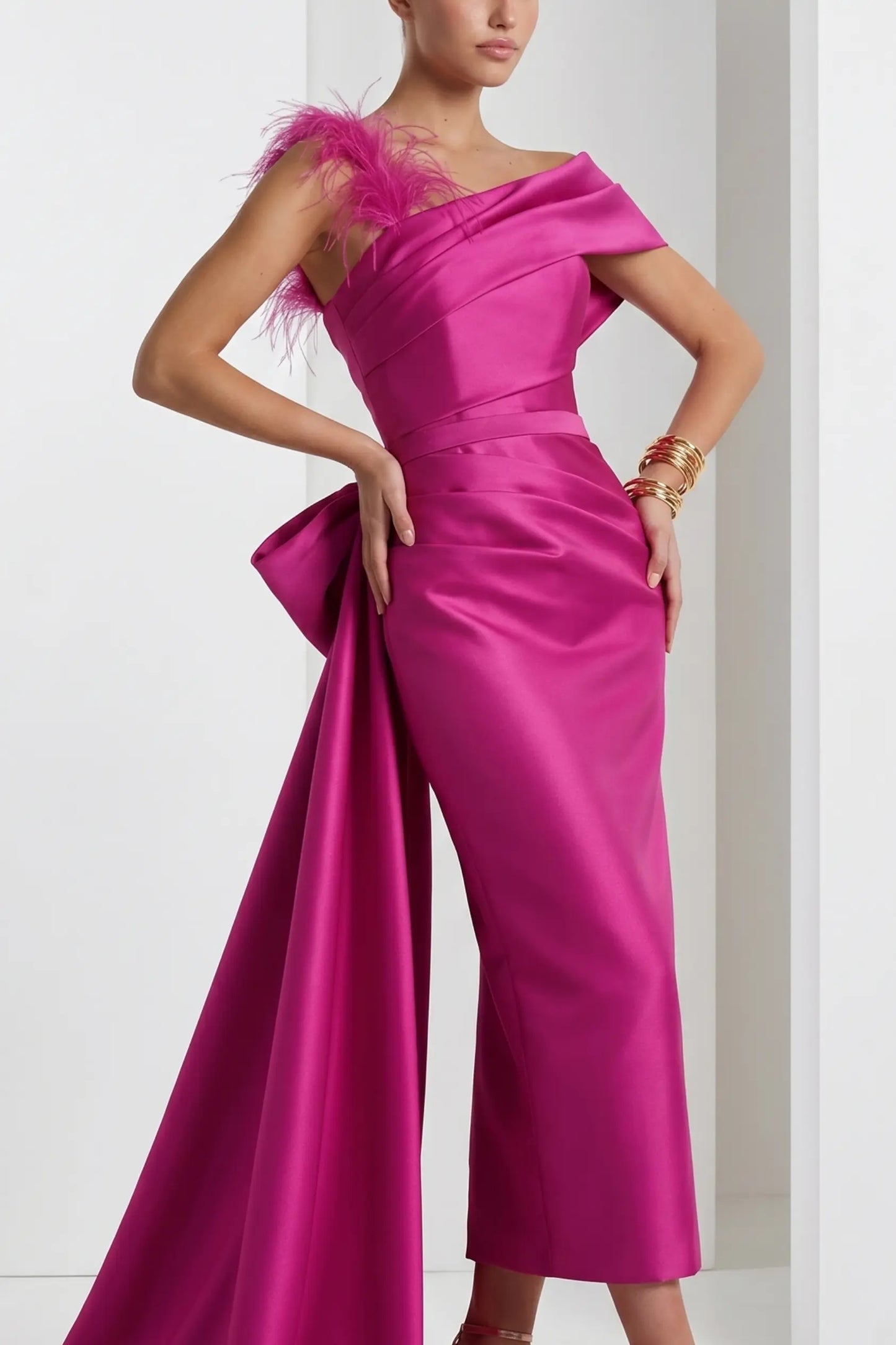 One Shoulder Evening Gown Mikado Mother Of The Bride Dresses CM0340