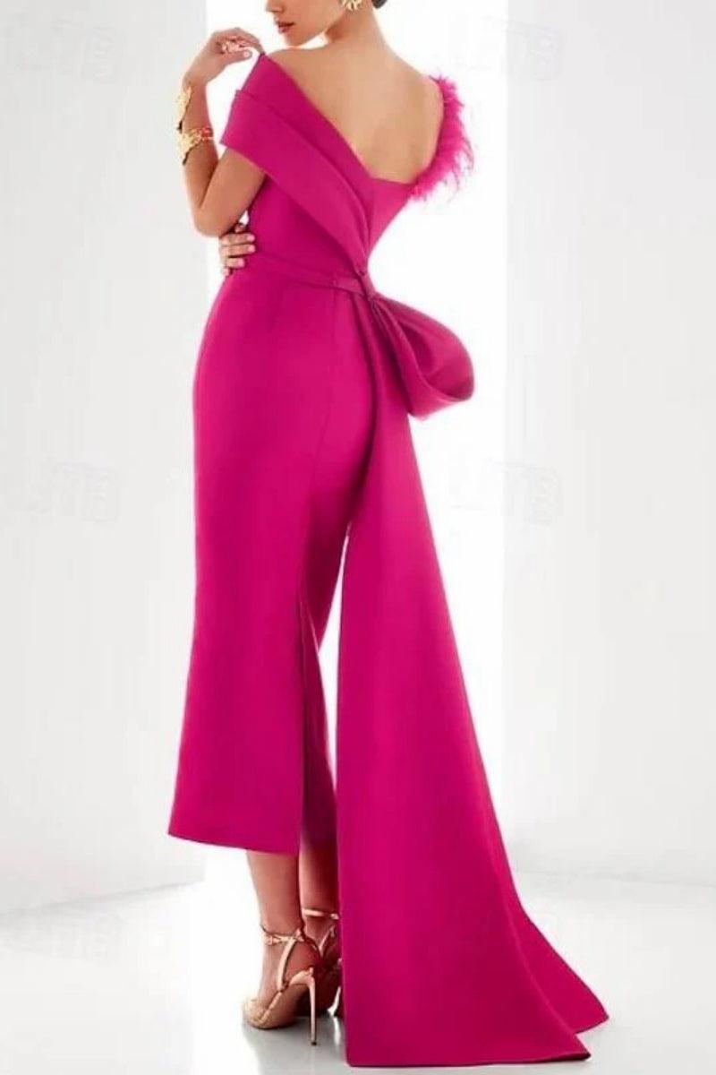 One Shoulder Evening Gown Satin Mother Of The Bride Dresses CM0340 - COCOMELODY