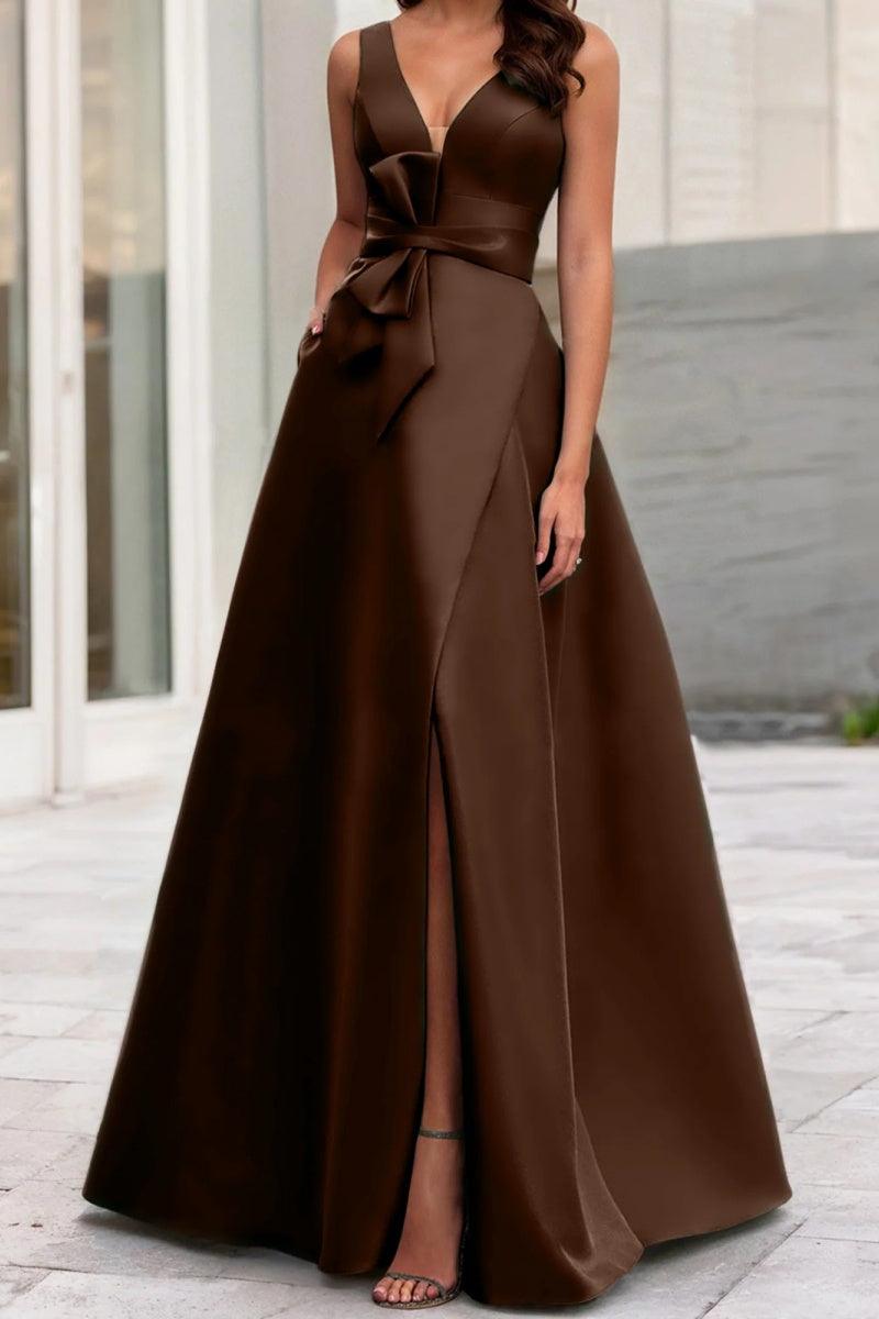 A Line V Neck Sleeveless Mother Of The Bride Dresses CM0341 - COCOMELODY