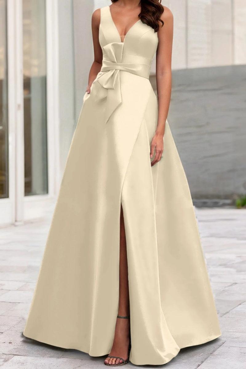 A Line V Neck Sleeveless Mother Of The Bride Dresses CM0341 - COCOMELODY