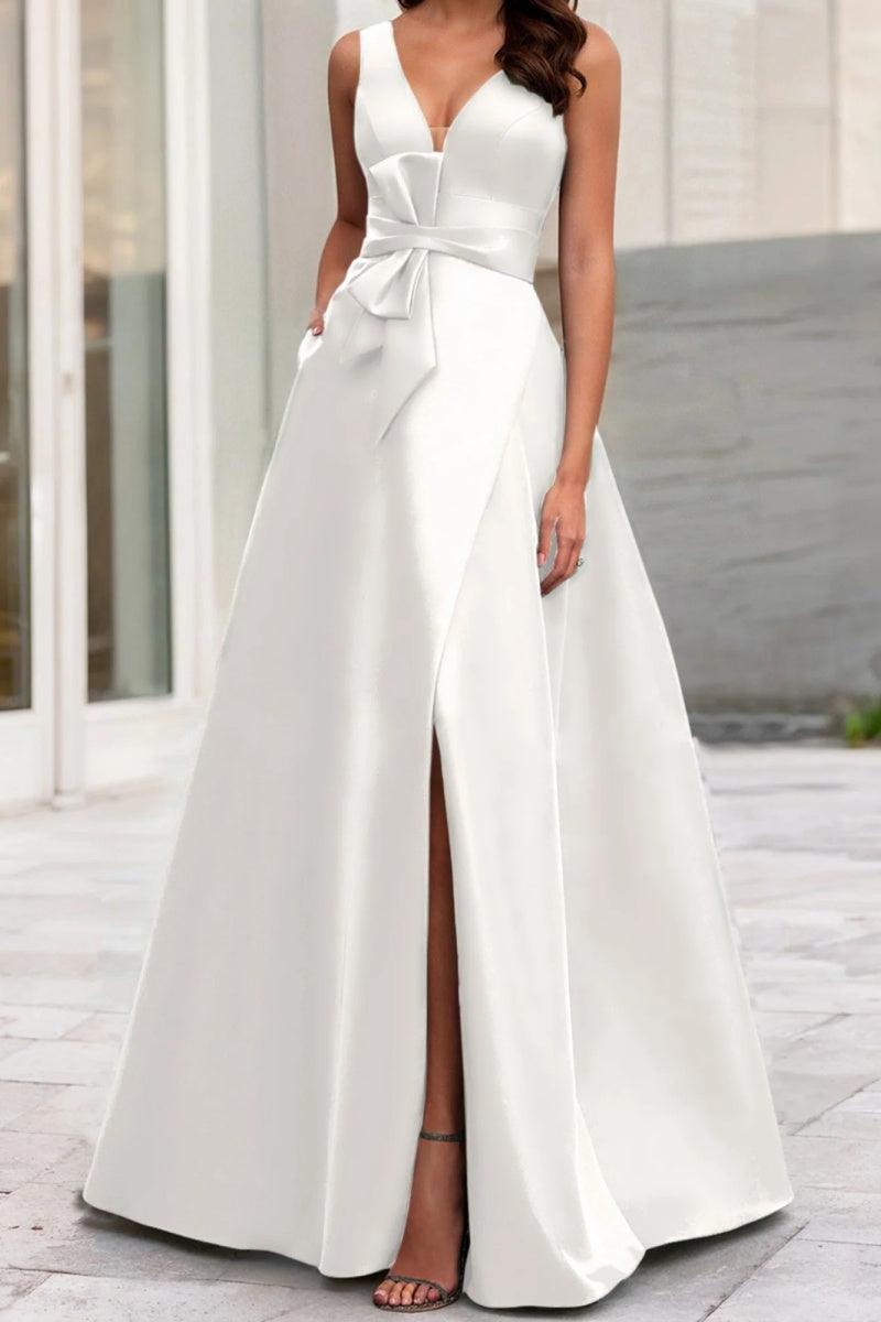 A Line V Neck Sleeveless Mother Of The Bride Dresses CM0341 - COCOMELODY