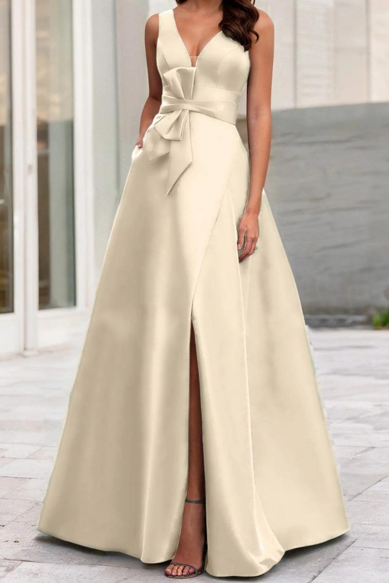 A Line V Neck Sleeveless Mother Of The Bride Dresses CM0341 - COCOMELODY