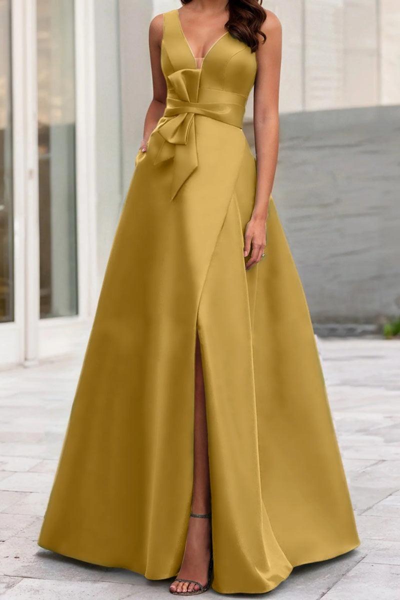 A Line V Neck Sleeveless Mother Of The Bride Dresses CM0341 - COCOMELODY