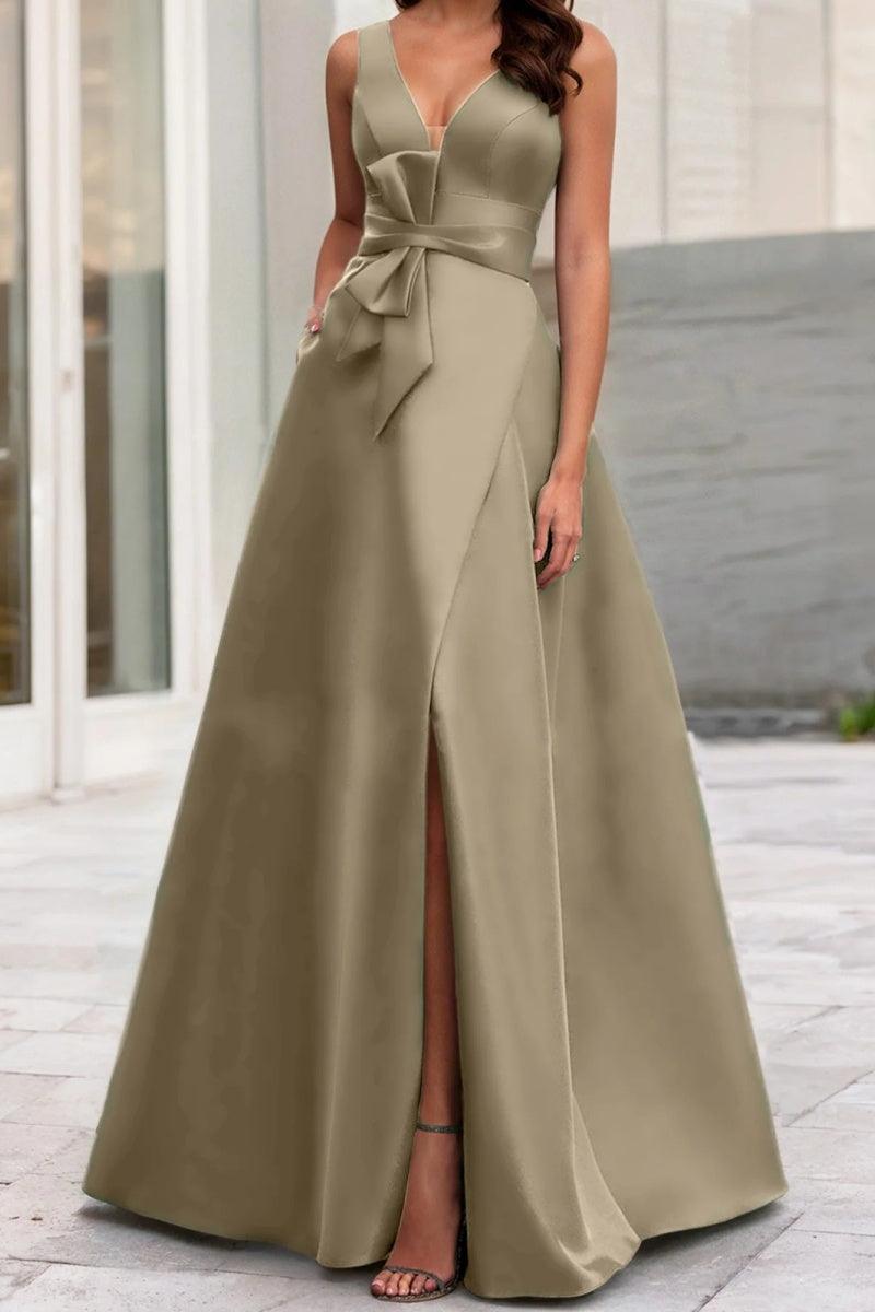 A Line V Neck Sleeveless Mother Of The Bride Dresses CM0341 - COCOMELODY