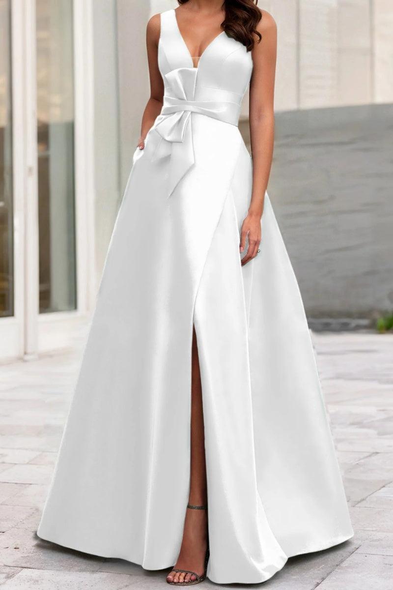 A Line V Neck Sleeveless Mother Of The Bride Dresses CM0341 - COCOMELODY